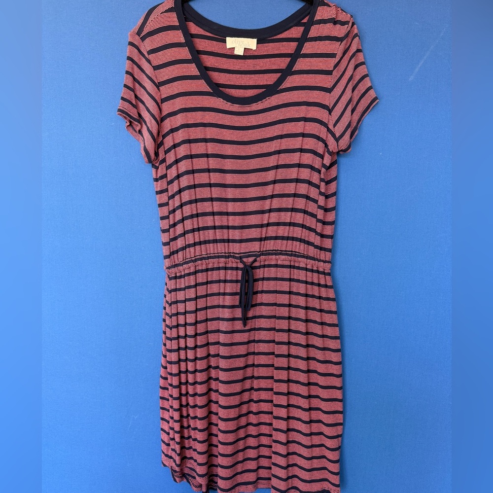 Olive & Oak Pink and Black Striped Midi Dress